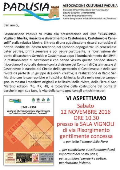 Padusia Mostra storico-documentaria 10 novembre 2016