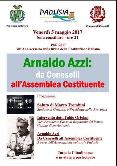 Padusia Arnaldo Azzi da Ceneselli all’Assemblea Costituente