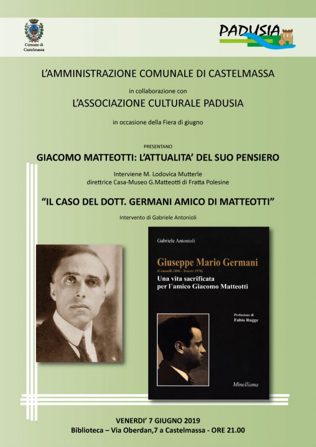 L’attualità del pensiero di Giacomo Matteotti e il caso del dott. Germani, suo amico