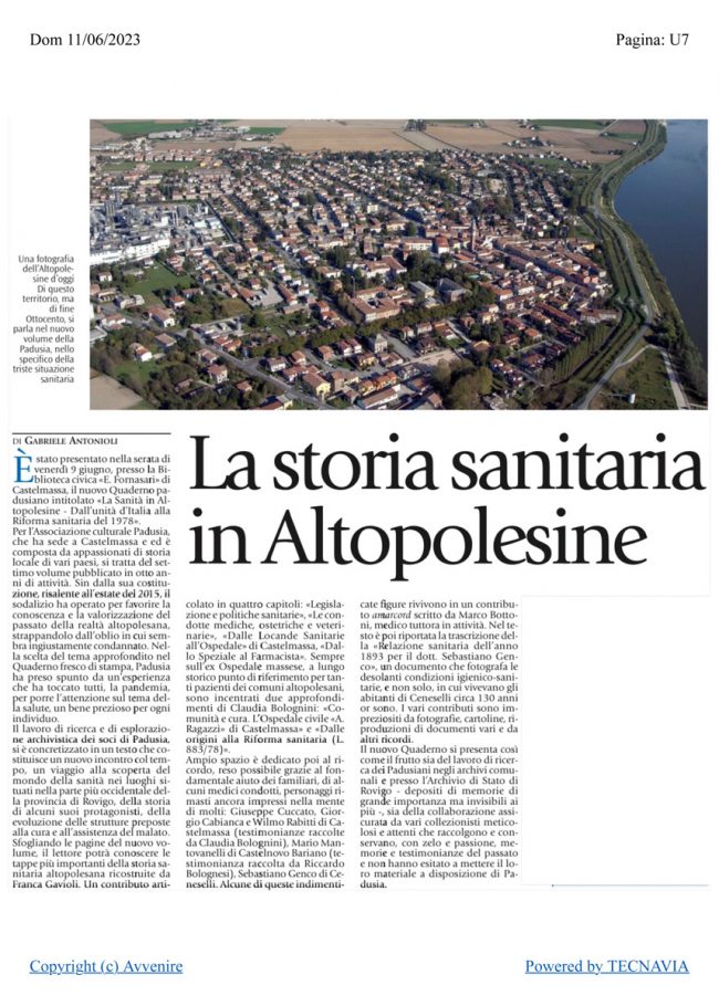 La storia sanitaria in Altopolesine